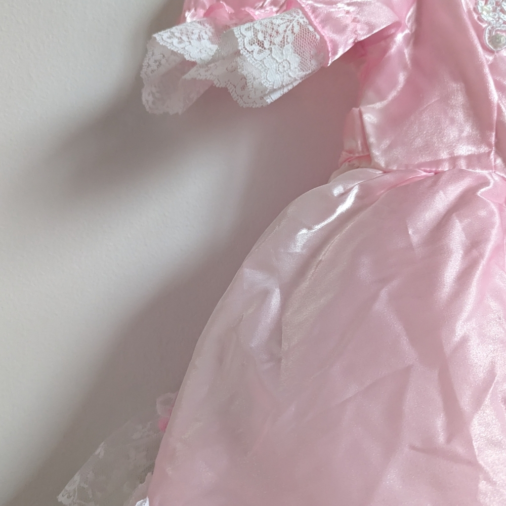 Vtg Lida Pageant Dress 3T Pink Shimmer Lace Beaded - Picture 3 of 6